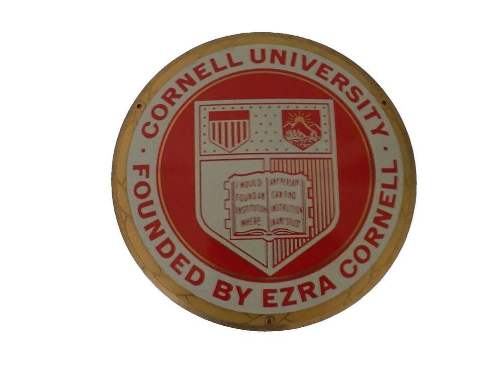 Vintage Cornell University brass plaque or license plate topper